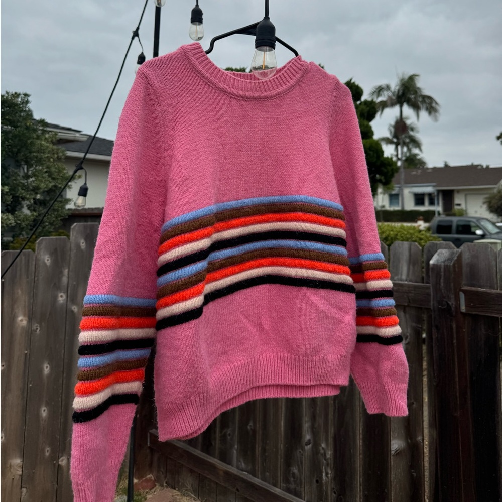 VINTAGE PINK STRIPED WOOL SWEATER